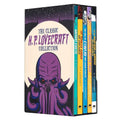Complete H.P. Lovecraft set with five paperback horror novels, featuring classic cover art and titles by H. P. Lovecraft.