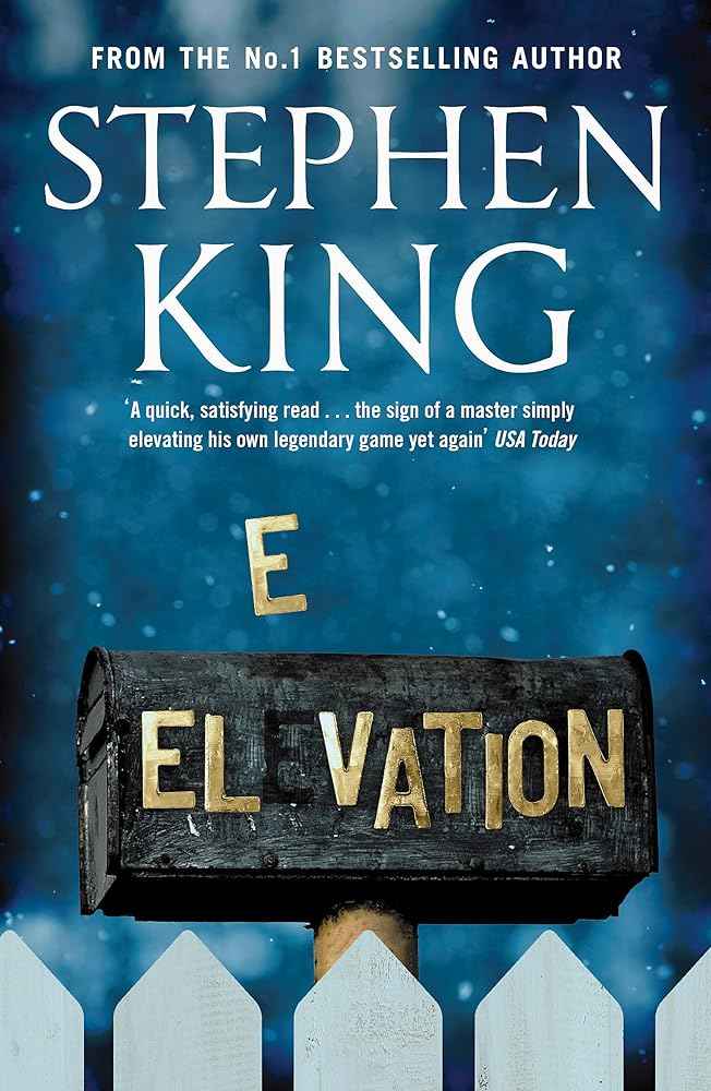Stephen King Elevation paperback book cover, featuring dark and moody artwork, with the title and author's name visible.