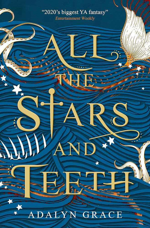 Cover of "All the Stars and Teeth" by Grim & Bound, featuring vibrant fantasy artwork with celestial and oceanic themes.