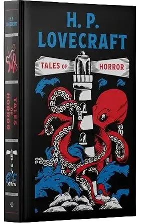 Book cover image of "Tales of Horror" by H.P. Lovecraft, featuring dark, eerie artwork and the title in vintage font.
