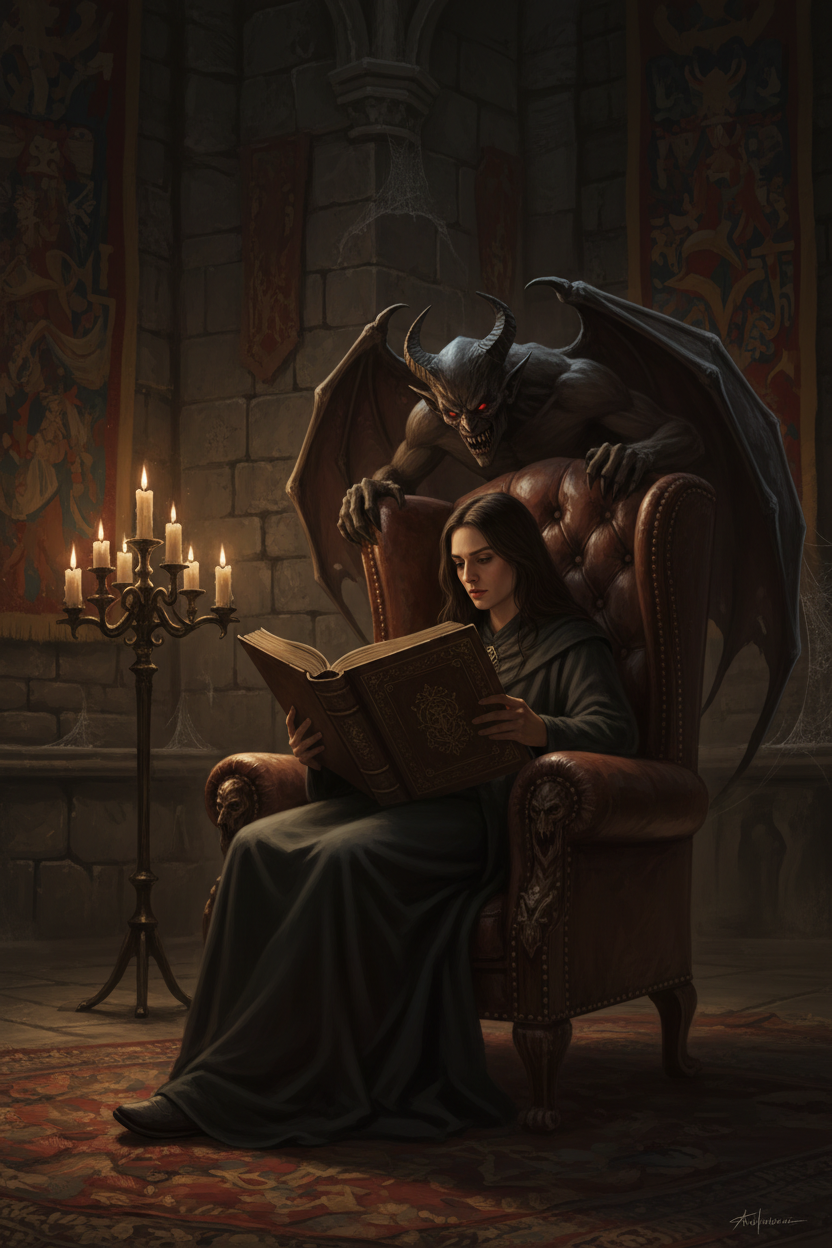 Reader with Demon